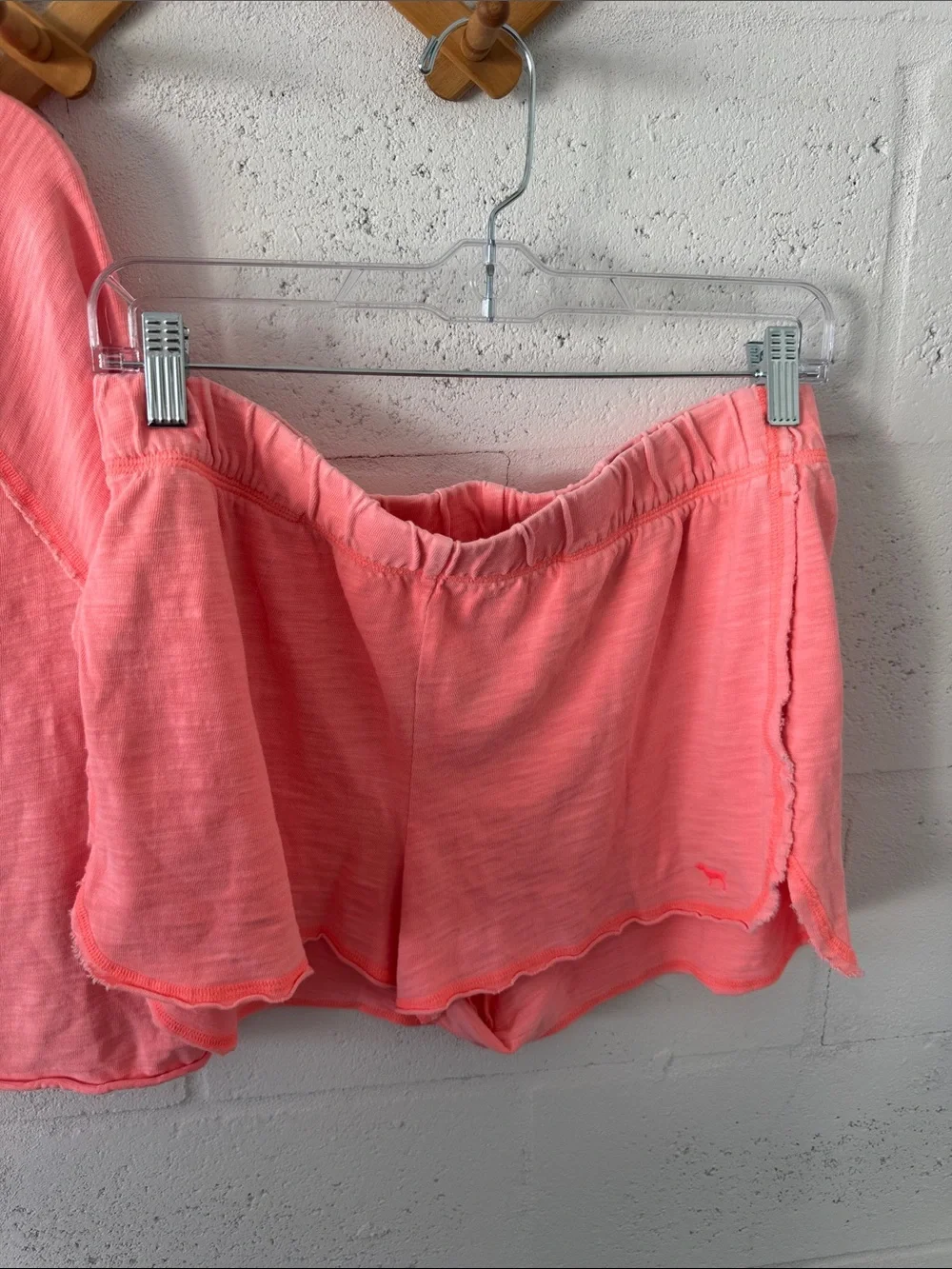Neon peach PINK Two-Piece short Set